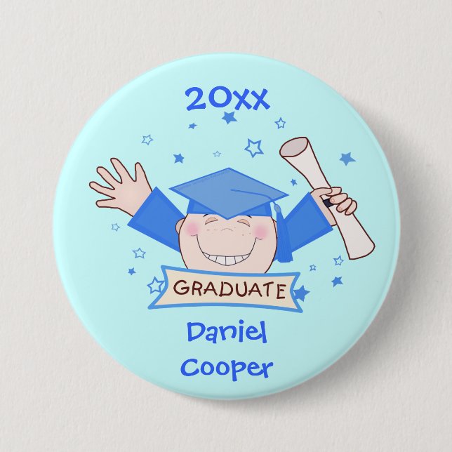 Custom Kindergarten Graduation Button Boys Button (Front)