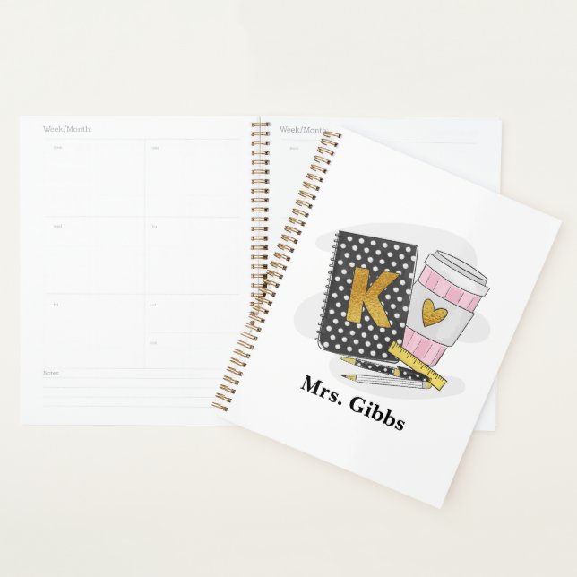 Custom Kindergarten Teacher Black Notebook Coffee (Display)
