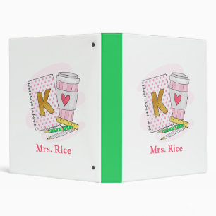 Custom Kindergarten Teacher Pink Notebook  3 Ring Binder