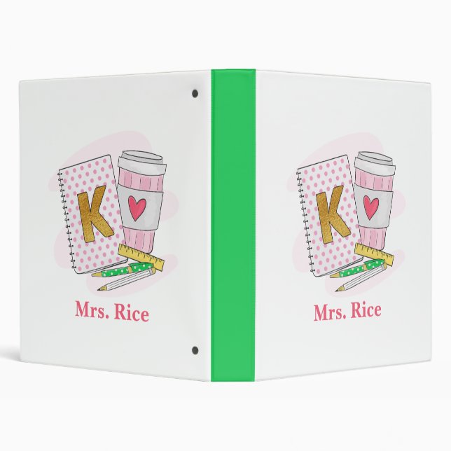 Custom Kindergarten Teacher Pink Notebook  3 Ring Binder (Background)