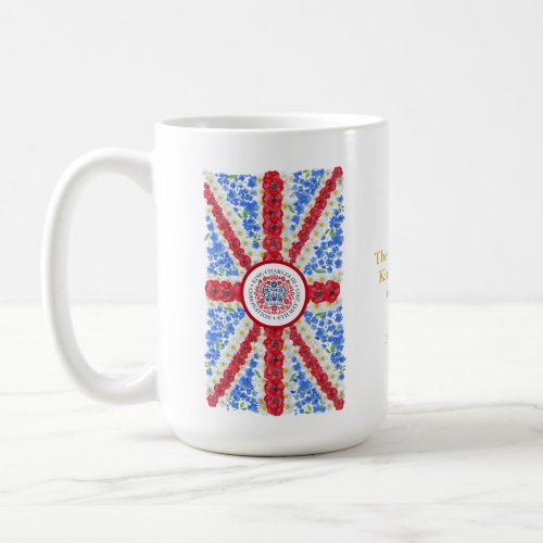 Custom King Charles III Coronation Floral UK Flag  Coffee Mug