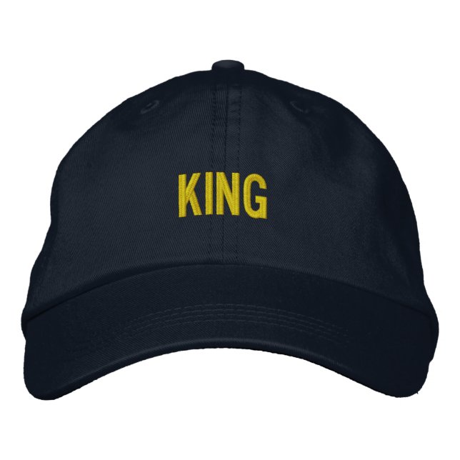 Custom KING Embroidered Adjustable Navy-Hat Style Baseball Cap (Front)