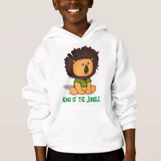 Custom King of the Jungle Baby Lion Illustration Hoodie (Front)