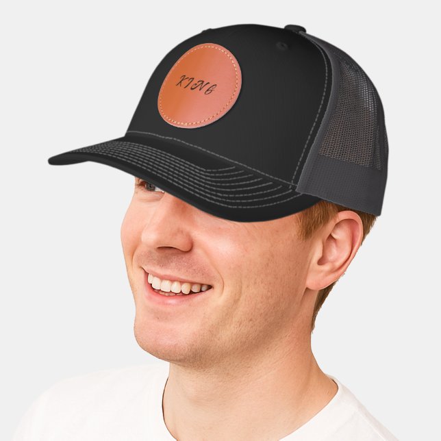 Custom KING Richardson Charcoal-Cap Stylish Mens  Leather Patch Hat (Male)