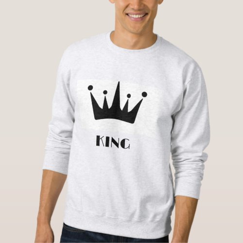 Custom King Text Black Color Crown Image Basic Ash Sweatshirt
