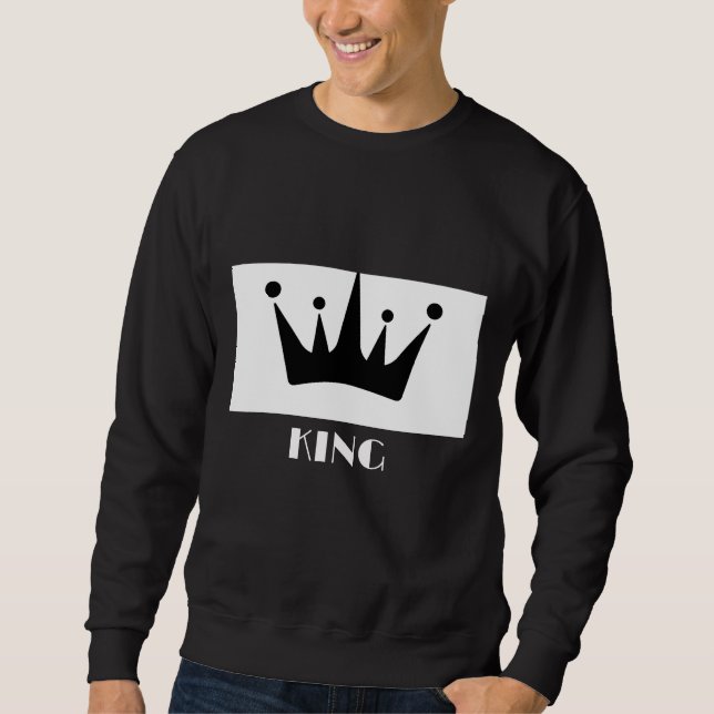 Custom King Text Black Color Crown Image Basic  Sweatshirt (Front)