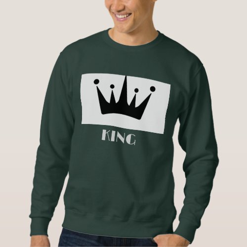 Custom King Text Black Crown Image Deep Forest Sweatshirt