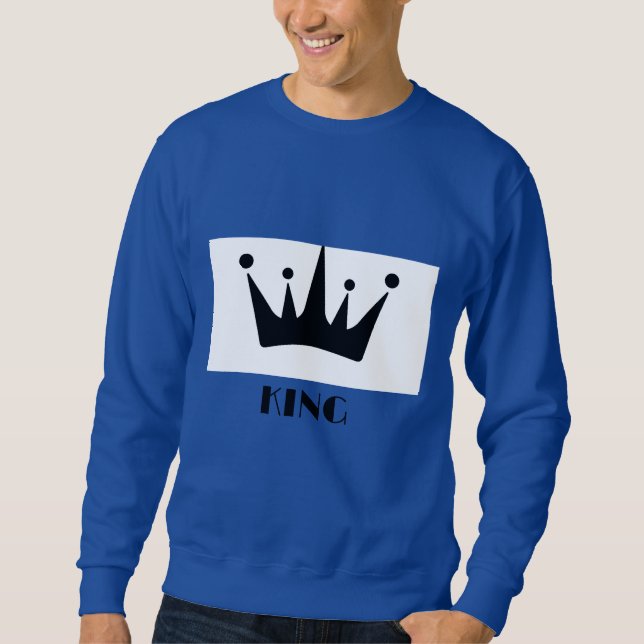 Custom King Text Black Crown Image Royal Basic Sweatshirt (Front)
