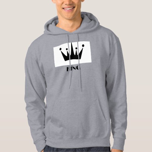 Custom King Text Crown Hoodie Grey Sweatshirt