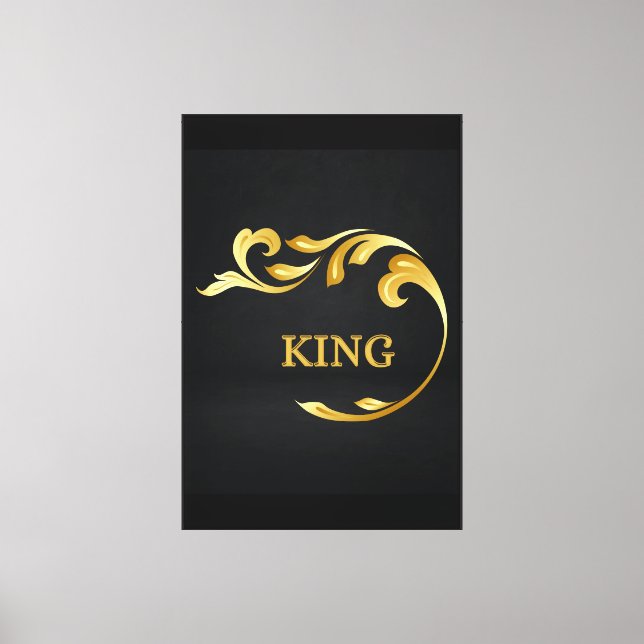 Custom KING Text Fire Flame Image Print-Stretched Canvas Print (Front)