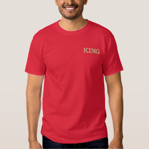 Custom King Text name with Cardinal Color  Embroidered T-Shirt