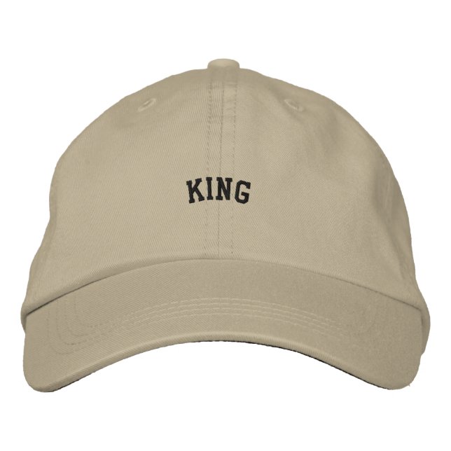 Custom KING text Printed Personalized Khaki-Hat Embroidered Baseball Cap (Front)