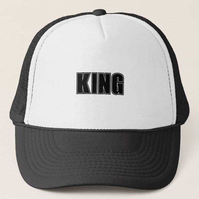 Custom King Text White and Black color Trucker Hat (Front)