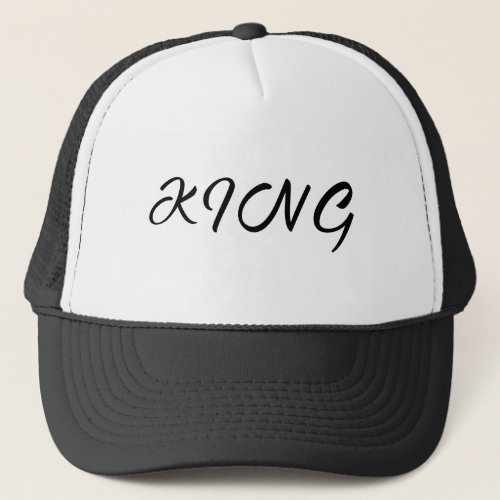 Custom King Text White and Black Trucker Hats Caps