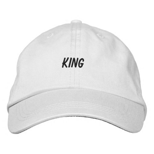 Custom King text White Color Nice  Embroidered Baseball Cap