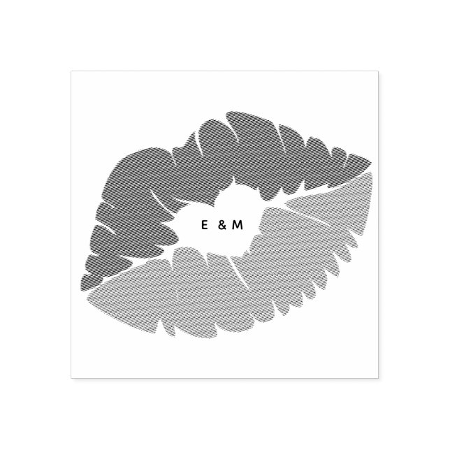 Custom KISS Lips Love - add initials Rubber Stamp (Imprint)