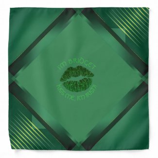 Custom "Kiss Me I'm Irish" Green Glitter Lip Print Bandana