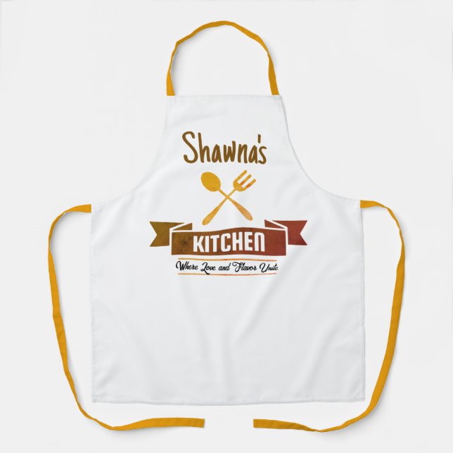 Custom Kitchen Apron, Personalized Chef Name Apron (Front)