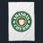 Custom kitchen bar towel with coffee shop logo<br><div class="desc">Custom kitchen bar towel with coffee shop logo. Personalized Birthday gift idea for friends and family. Also handy for business,  shop,  bar,  cafe,  store etc. Coffee beans and cup design. Great for barista and coffee lover.</div>