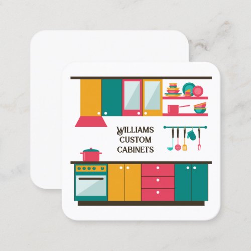 Custom Kitchen Cabinets Square Business Card