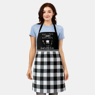 Custom Kitchen Heart Home Buffalo Plaid Black Apron