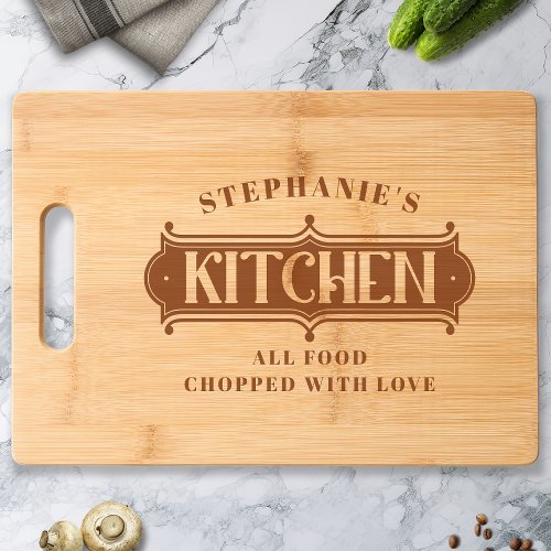 Custom Kitchen Name Chopped With Love Personalized Cutting Board