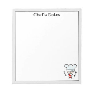 Custom kitchen notepads with cute chef cartoon
