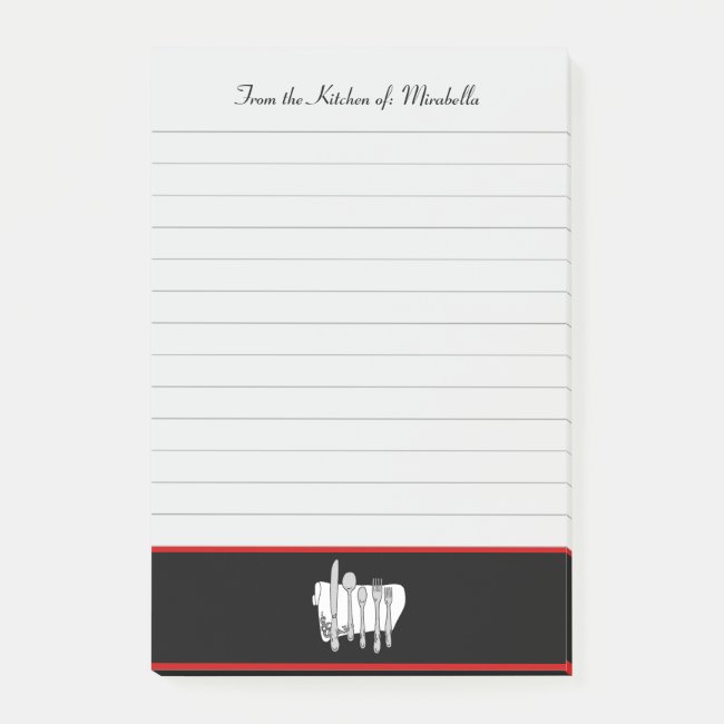 Custom Kitchen of Black Red Lined Post it Notes