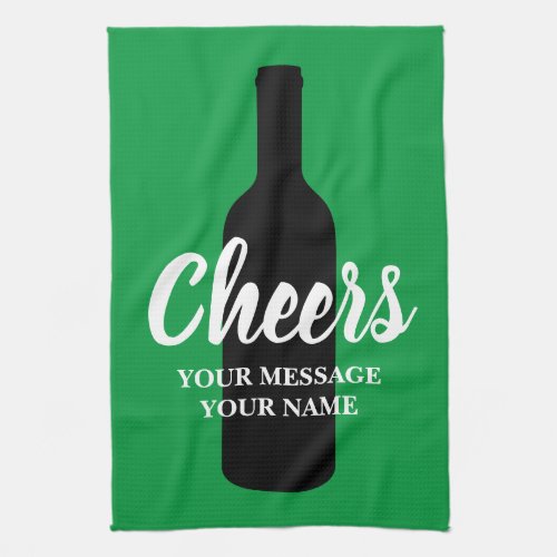 Custom kitchen towel with wine bottle silhouette