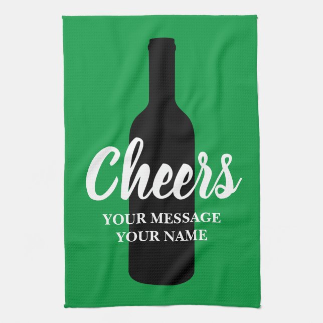 Custom kitchen towel with wine bottle silhouette (Vertical)