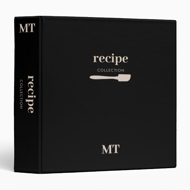 Custom Kitchen Utensils Spatula Recipe Cookbook 3 Ring Binder (Front/Spine)