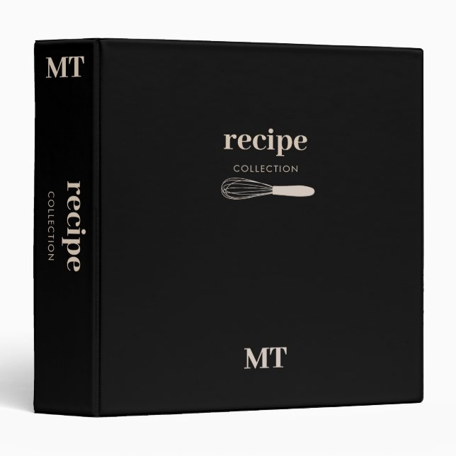 Custom Kitchen Utensils Whisk Recipe Cookbook 3 Ring Binder (Front/Spine)