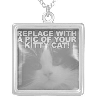 Custom Kitty Cat Silver Plated Necklace