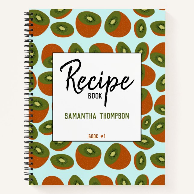 Custom Kiwifruit Pattern Recipe Blank Notebook (Front)