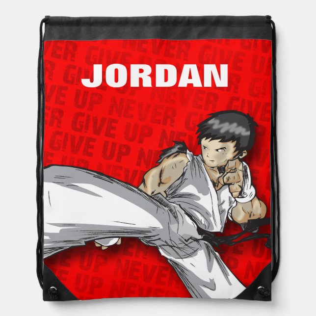 Custom Knapsack -Martial Arts Design Drawstring Bag (Front)