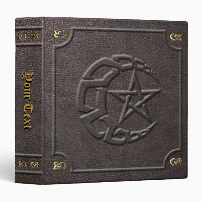 Custom Knotwork Moon & Pentacle Book of Shadows 3 Ring Binder (Front/Spine)