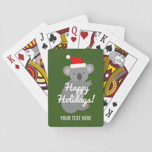 Custom koala bear Santa Claus Christmas Holiday Poker Cards