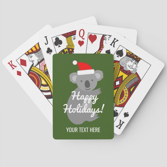 Custom koala bear Santa Claus Christmas Holiday Poker Cards (Back)