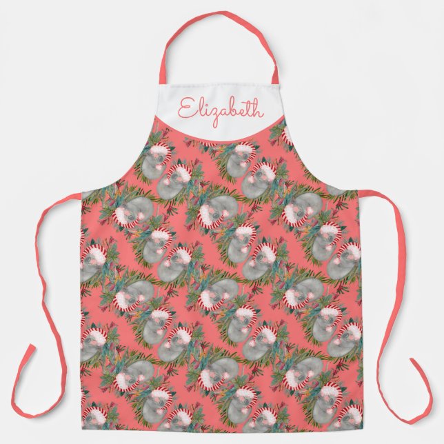 Custom Koala Christmas Pink Apron (Front)