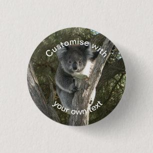 Custom Koala Climbing a Tree Button