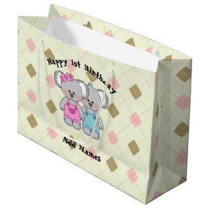 Custom Koala Twins (Girl and Boy) Large Gift Bag