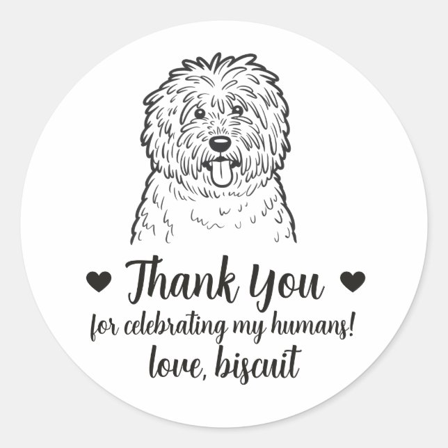 Custom Komondor Dog Wedding Favor Stickers (Front)