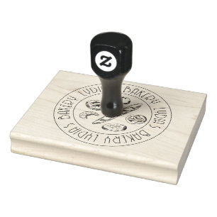 Custom Kraft Business Card with Hand-Drawn Logo Rubber Stamp