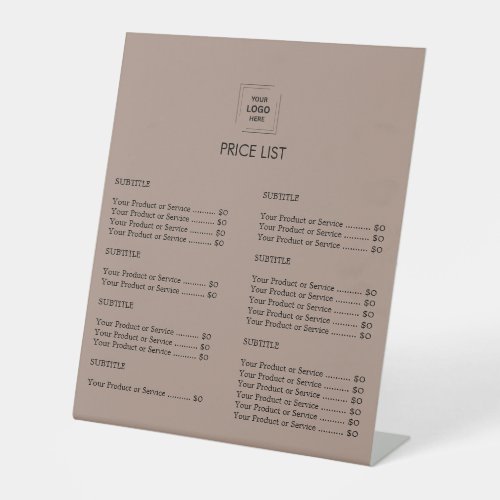 Custom Kraft Price List Business Menu Board Sign