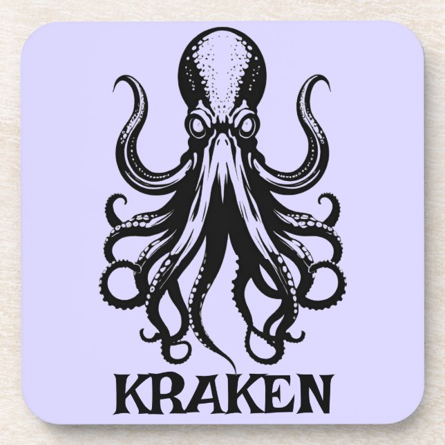 Custom Kraken Octopus Squid Name Personalized Beverage Coaster (Front)