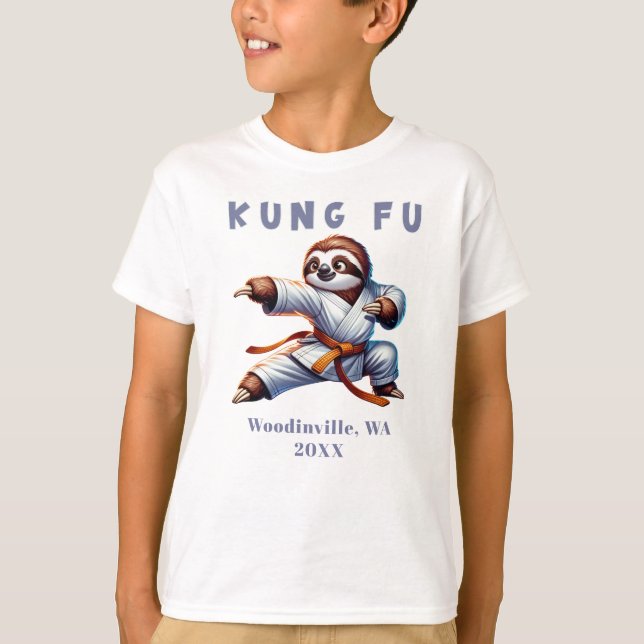 Custom Kung Fu Martial Arts Location Date Name T-Shirt (Front)