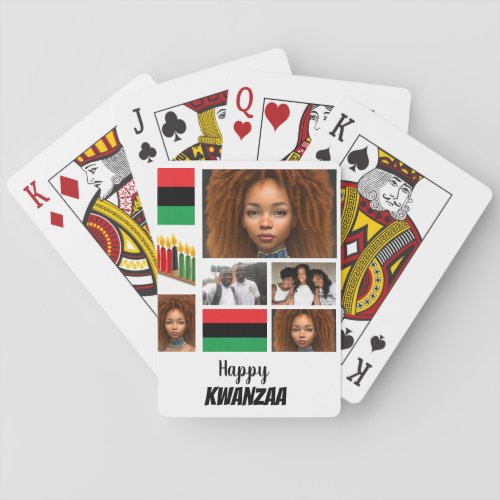 Custom Kwanzaa 8 Photo Collage Playing Cards