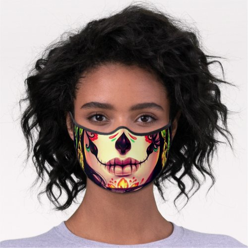 Custom La Catrina Sugar Skull Aesthetic Red Black  Premium Face Mask