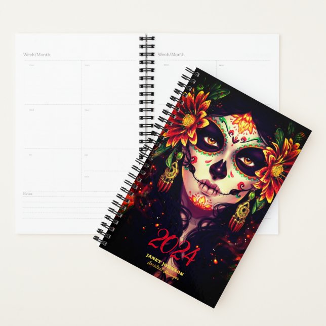 Custom LA CATRINA SUGAR SKULL Daily Weekly Monthly Planner (Display)