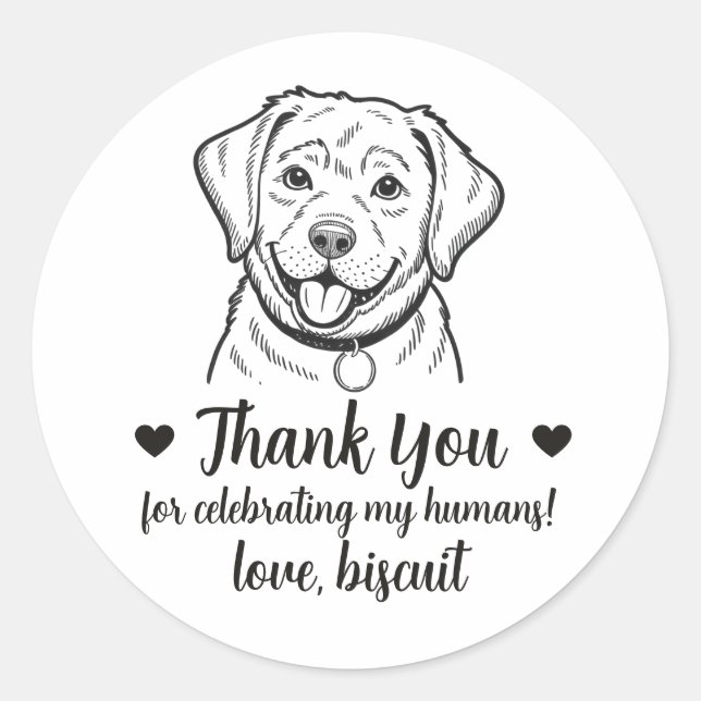 Custom Lab Dog Wedding Favor Stickers (Front)
